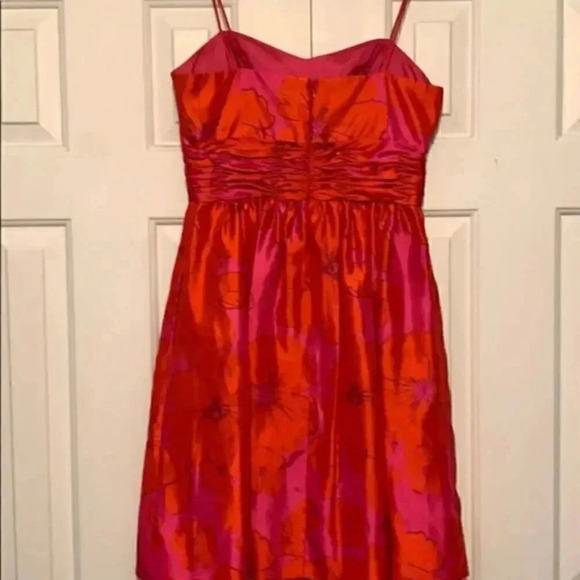 Eliza J cocktail floral red pleated expensive dress size 8 - Picture 2 of 6